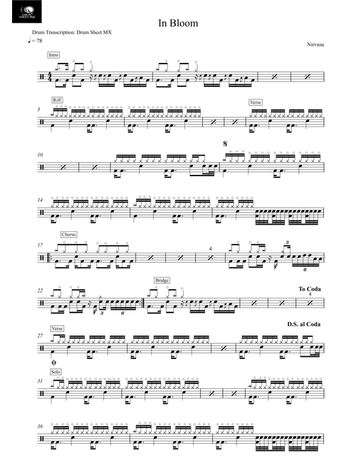 In Bloom (Arr. Drum Transcription: Drum Sheet MX) - Nirvana (Drums)