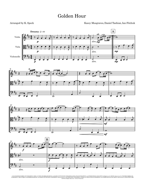 Golden Hour (Arr. K. Speck) - Kacey Musgraves (String Ensemble)