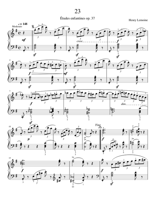 Lemoine: Études enfantines op. 37 no. 23
