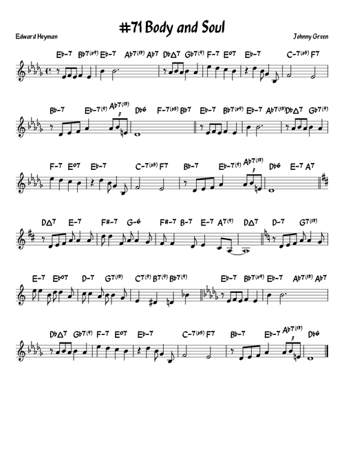 Body And Soul (Arr. John Fries) - Tony Bennett & Amy Winehouse (Lead Sheet - Fake Book)