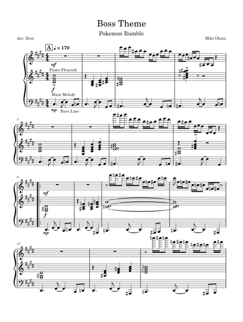 Pokemon Rumble Boss Theme – Miki Obata (Piano Transcription)