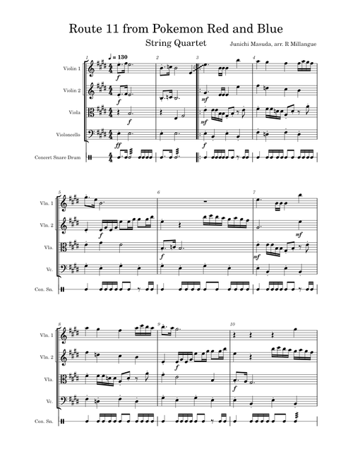 Route 11 from Pokemon Red and Blue (String Quartet Cover)