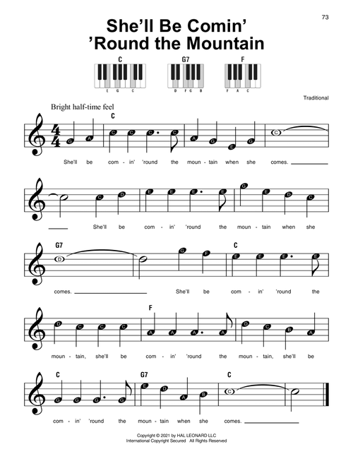 She'll Be Comin' 'Round The Mountain - Traditional (Super Easy Piano)
