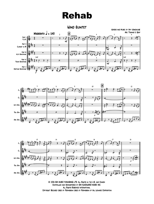 Rehab (Arr. Thomas Graf) - Amy Winehouse (Woodwind Ensemble)