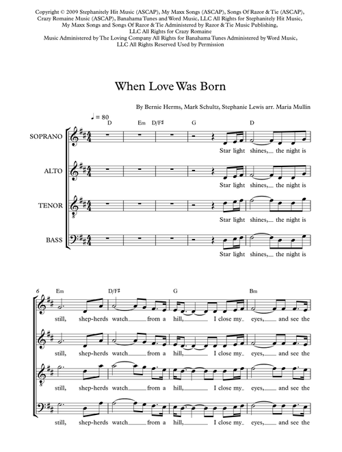 When Love Was Born (Arr. Maria Mullin) - Mark Schultz (Choral, SATB)