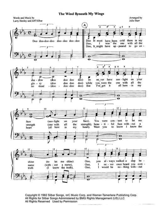 The Wind Beneath My Wings (Arr. Julie Starr) - Bette Midler (Choral, SSAA)