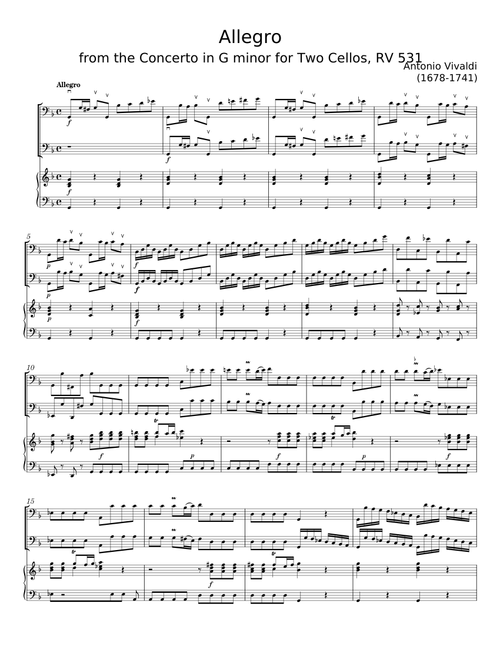 Concerto for 2 Cellos in G minor, RV 531 - Antonio Vivaldi