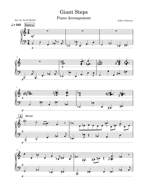 Giant steps – John Coltrane Giant Steps in 7/4 arr. by Jacob Koller