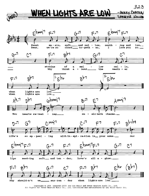 When Lights Are Low - Benny Carter, Spencer Williams (Real Book - Melody-Chords-Lyrics)