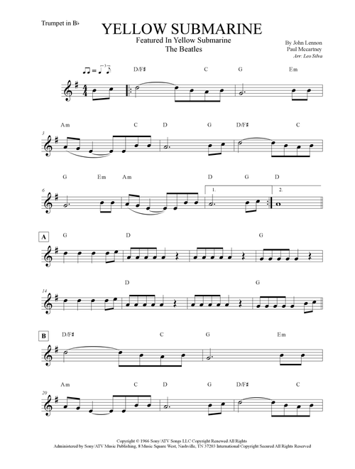 Yellow Submarine (Arr. Leo Silva) - The Beatles (Trumpet Solo)