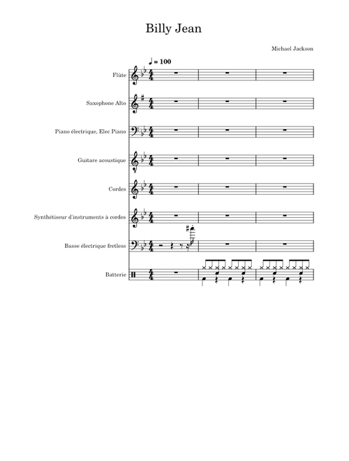 Billie jean – Michael Jackson (transposé-Gm)