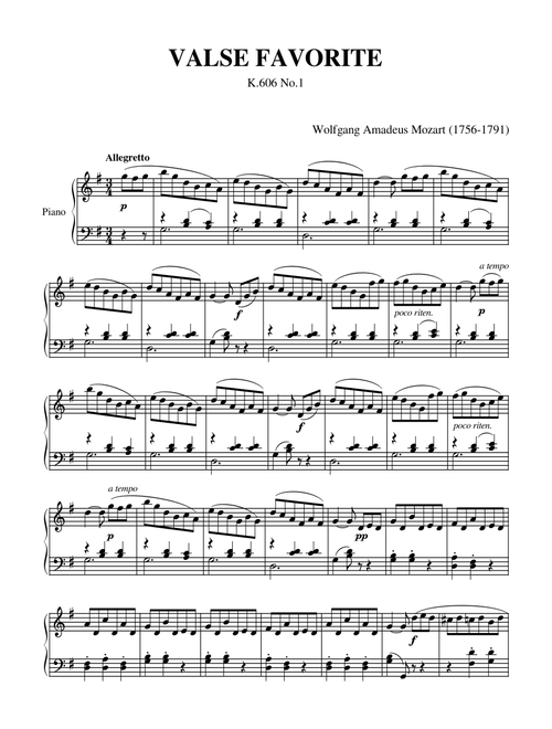 VALSE FAVORITE (Mozart)
