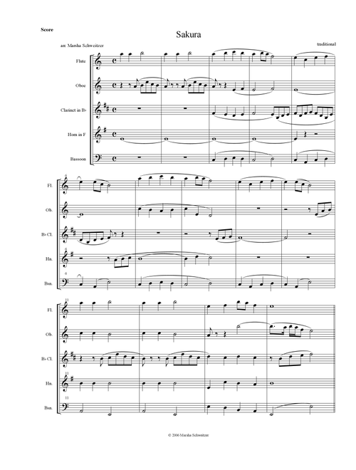 Sakura (Arr. Marsha Schweitzer) (Woodwind Ensemble)