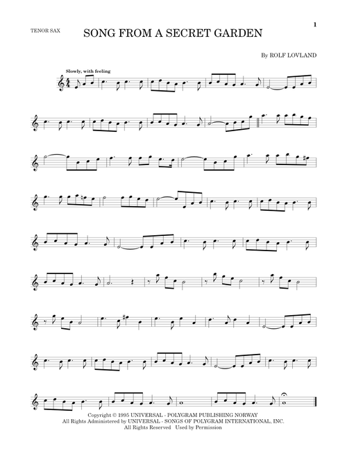 Song From A Secret Garden (Tenor Sax Solo)