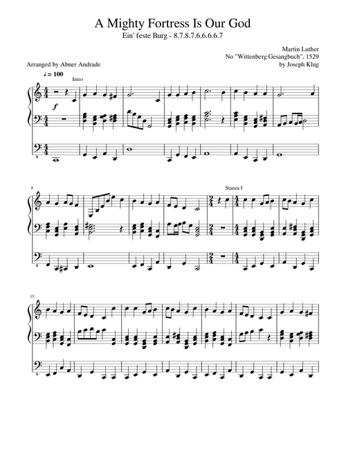 A Mighty Fortress Is Our God  - Arranged for Organ