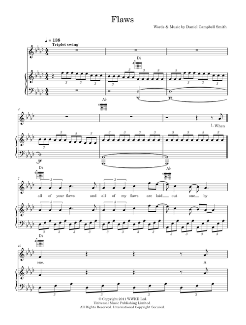 Flaws - Bastille (Piano-Vocal-Guitar (Piano Accompaniment))