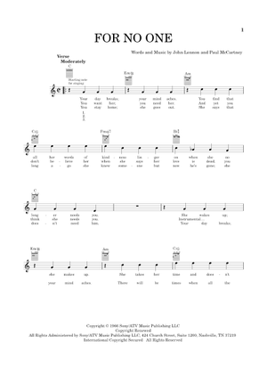 Play Official version of For no one Sheet Music by The Beatles for ...