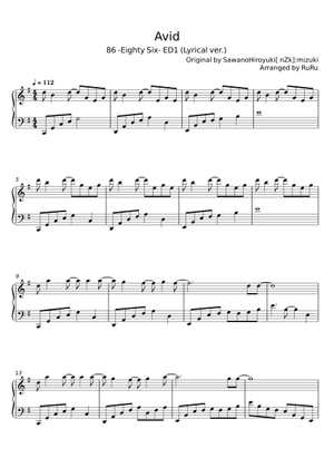 Avid – SawanoHiroyuki[nZk]:mizuki Sheet Music for Piano (Solo