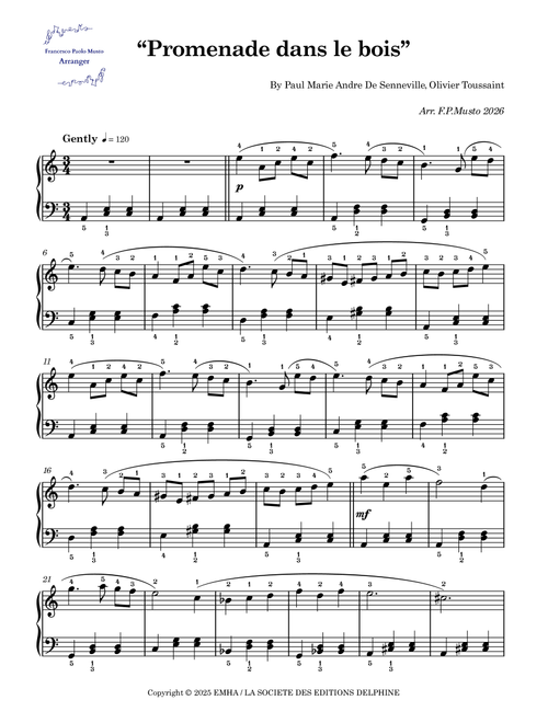 Promenade Dans Les Bois (Arr. Francesco Paolo Musto) - Clayderman Richard (Easy Piano)