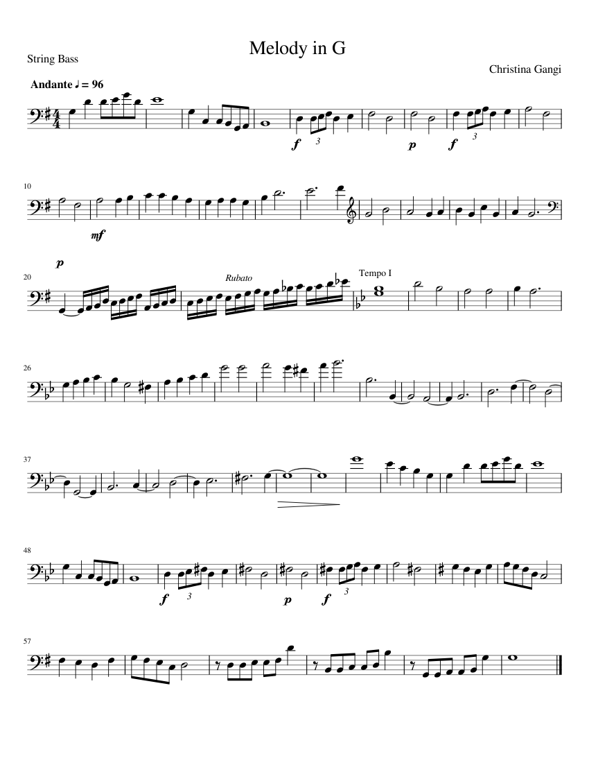 Melody in G Sheet music for Piano (Solo) Easy | Musescore.com