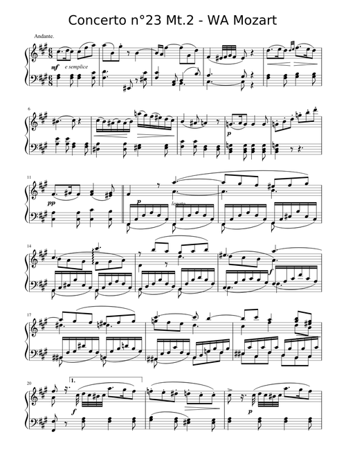 Mozart concerto n°23 2ème mvt
