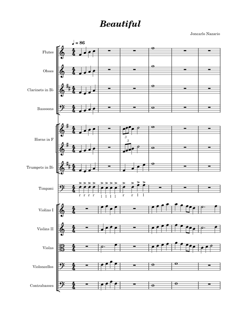 Beautiful Sheet Music For Flute, Oboe, Clarinet In B-flat, Bassoon ...