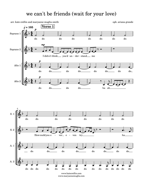 We Can't Be Friends (Wait For Your Love) (Arr. MaryAnne Muglia & Kate Crellin) - Ariana Grande (Choral, SSAA)