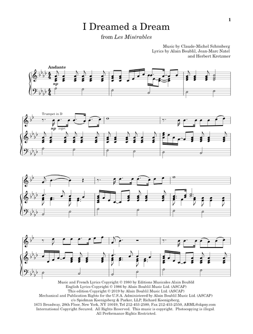 I Dreamed A Dream (from Les Miserables) - Boublil and Schonberg, Alain Boublil, Jean-Marc Natel (Trumpet and Piano)