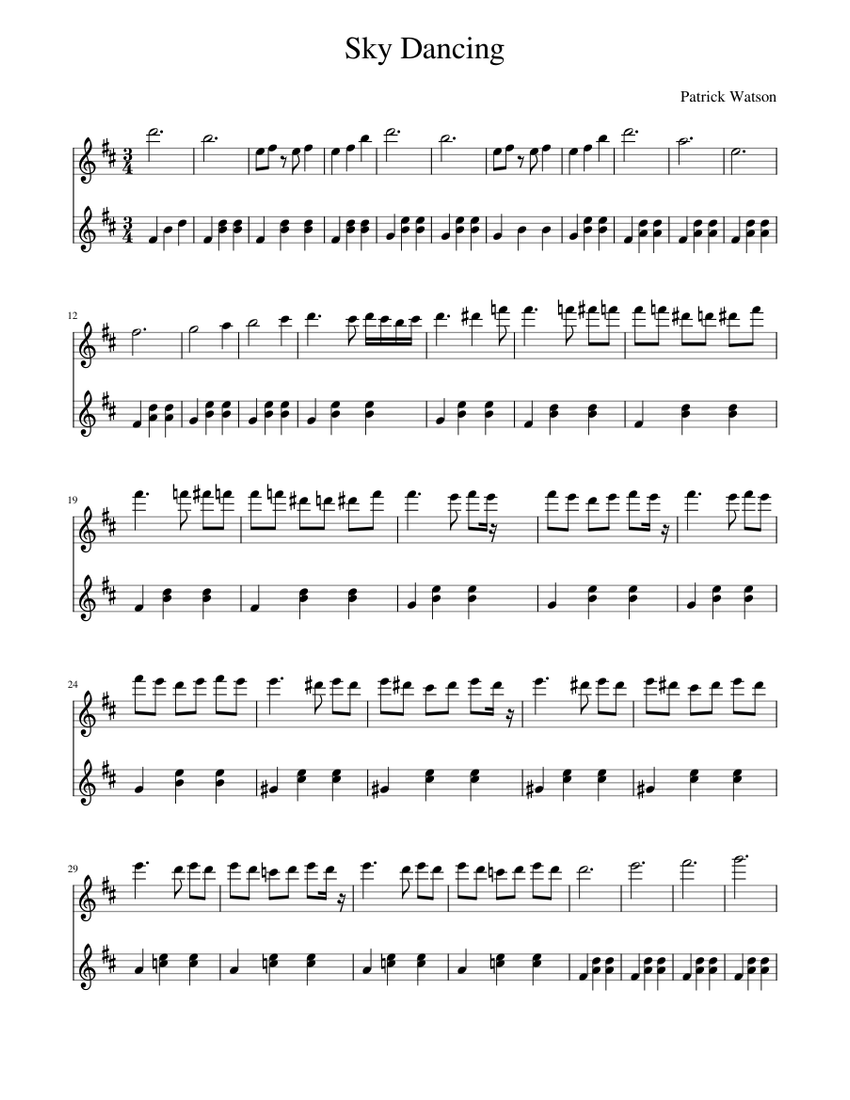 Sky Dancing - Patrick Watson Sheet Music for Piano (Solo) easy