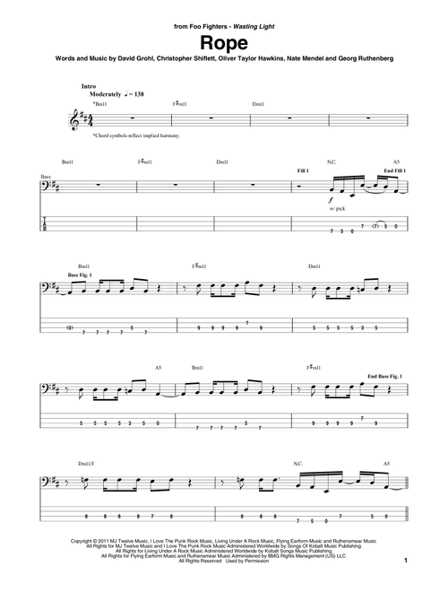Rope - Foo Fighters (Bass Tab)