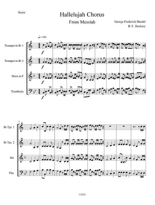 Hallelujah Chorus from Messiah (Brass Quartet) (Arr. B. C. Dockery) - George Frederick Handel (Brass Ensemble)