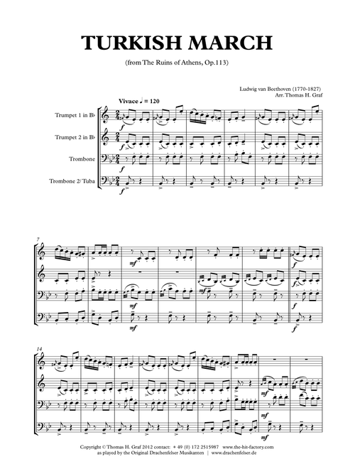 Turkish March - Beethoven - Brass Quartet (Arr. Thomas H. Graf) - LV Beethoven (Brass Ensemble)