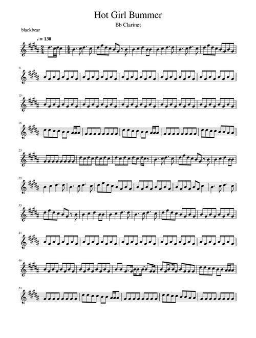 Hot Girl Bummer (Arr. Sean M.) - blackbear (Clarinet Solo)