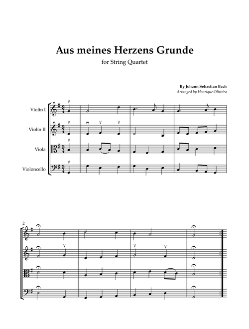 Bach's Choral - "Aus meines Herzens Grunde" (String Quartet) (Arr. Henrique Oliveira) - Johann Sebastian Bach (String Quartet)