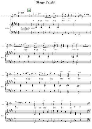 Stage Fright with Tabs For Kress Part in Standard Tuning Sheet Music ...