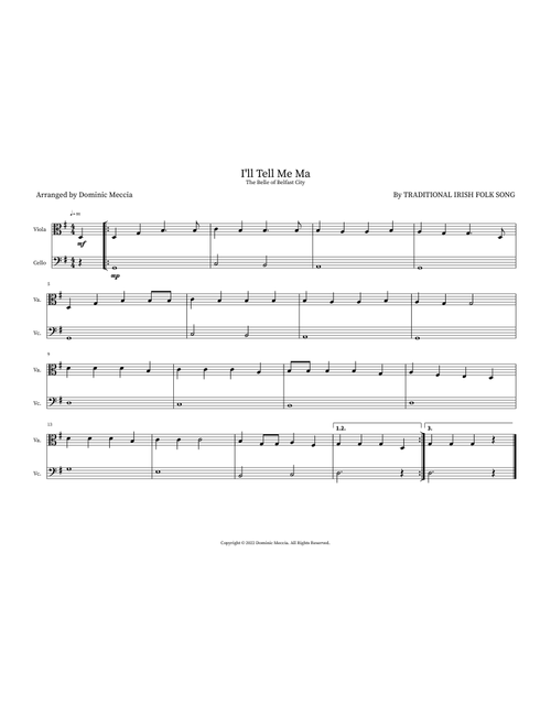 I'll Tell Me Ma (Arr. Dominic Meccia) - Traditional Irish Folk Song (Instrumental Duet)