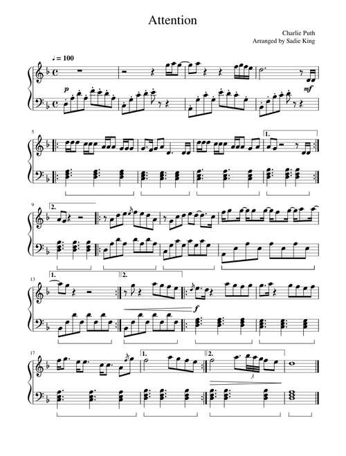 Attention - Charlie Puth - Easy Piano