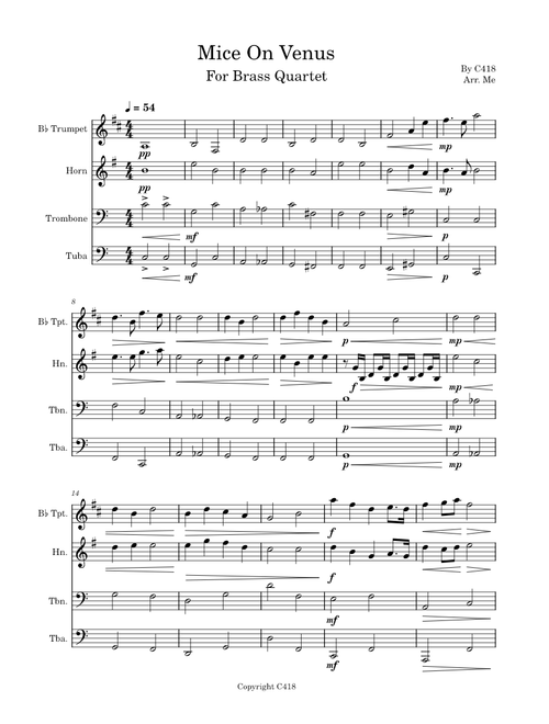 Mice on Venus – C418 - Brass Quartet