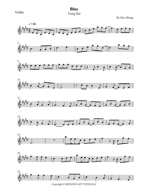 Blue (Arr. Wesley S. SIlva) - Yung Kai (Violin Solo)