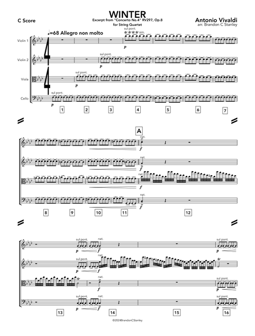 Winter Allegro non molto (Arr. Brandon C Stanley) - Antonio Vivaldi (String Quartet)