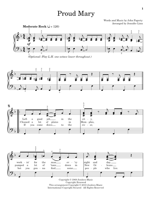 Proud Mary (Arr. Jennifer Linn) - Creedence Clearwater Revival, Hal Leonard Student Piano Library, Glee (TV Series) (Educational Piano)