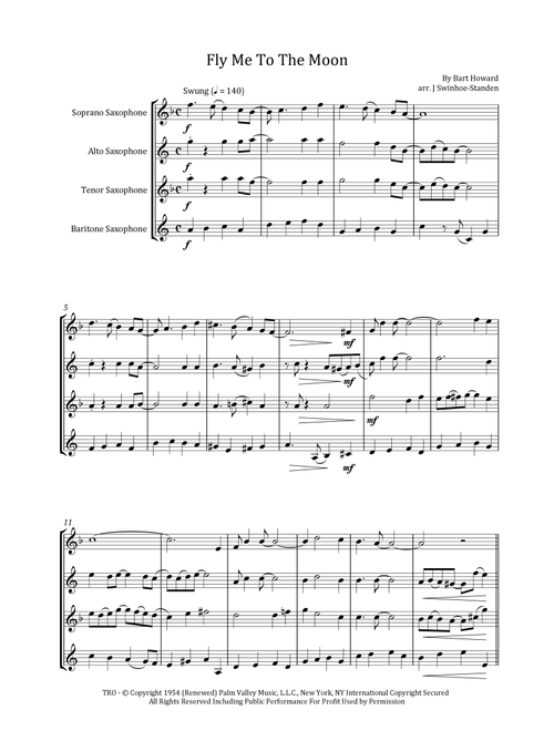 Fly Me To The Moon (in Other Words) (Arr. J Swinhoe-Standen) - Tony Bennett (Woodwind Ensemble)