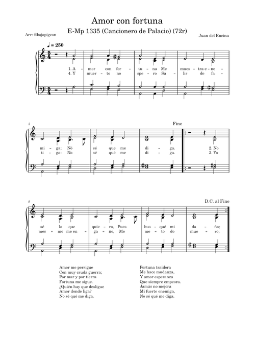 Amor con fortuna (Piano) – Juan del Encina