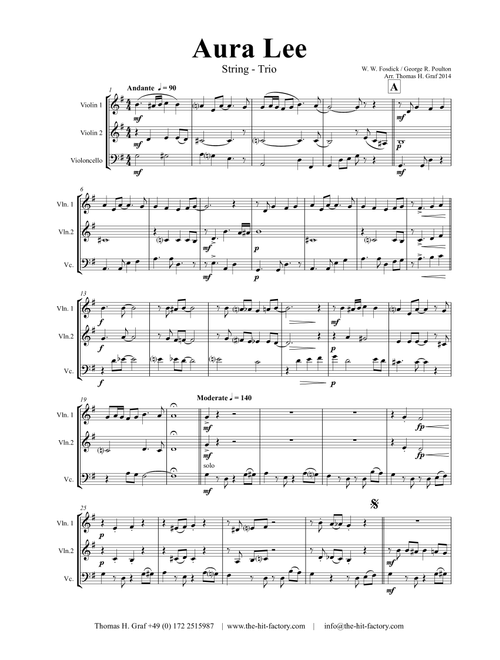 Aura Lee - Love me tender - Elvis - String Trio (Arr. Thomas H. Graf) - trad (String Ensemble)