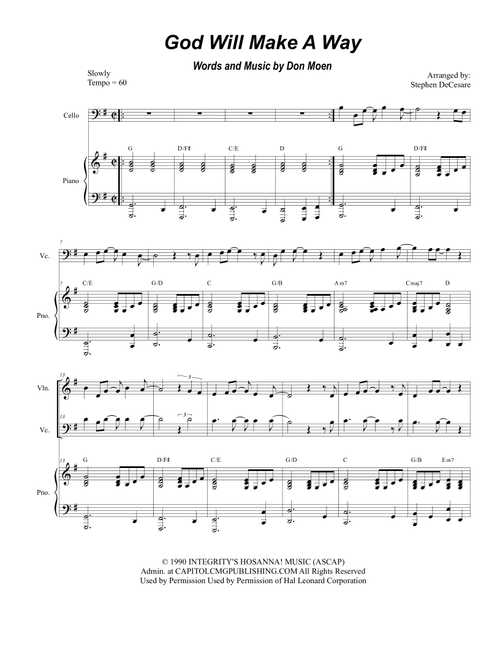 God Will Make A Way (Arr. Stephen DeCesare) - Don Moen (Instrumental Duet and Piano)