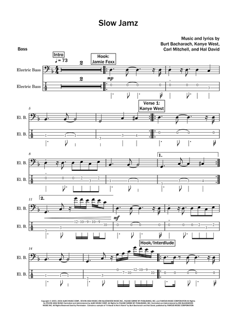 Slow Jamz (Arr. David Lartey) - Twista (Bass Tab)