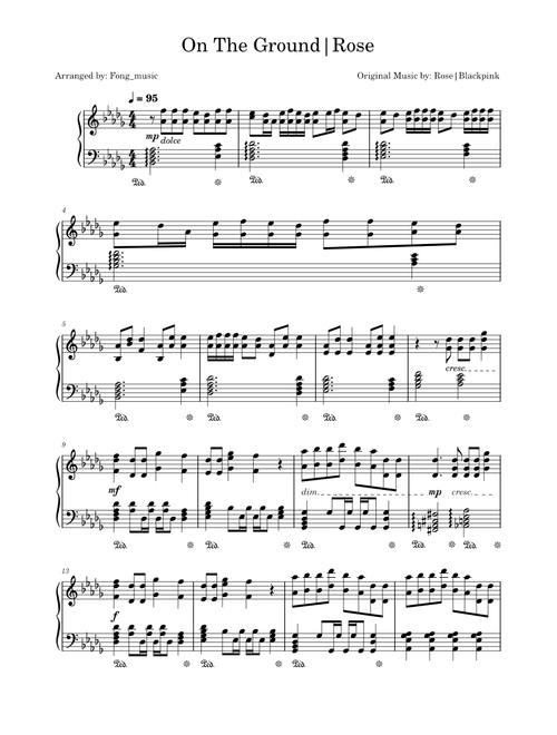 On The Ground - Rosé | Piano solo by Fong_music