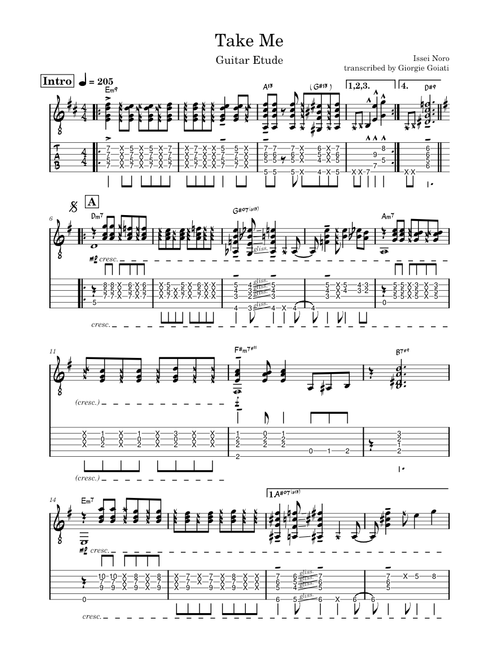 Take Me – Casiopea (Issei Noro Guitar Etude)