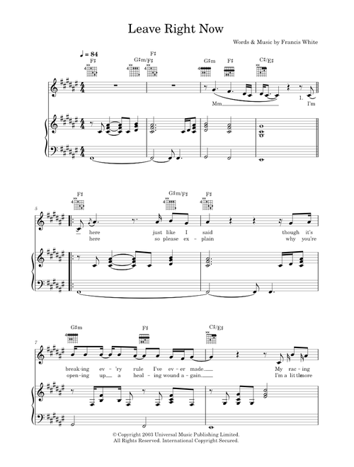 Leave right now - Will Young (Piano-Vocal-Guitar (Piano Accompaniment))