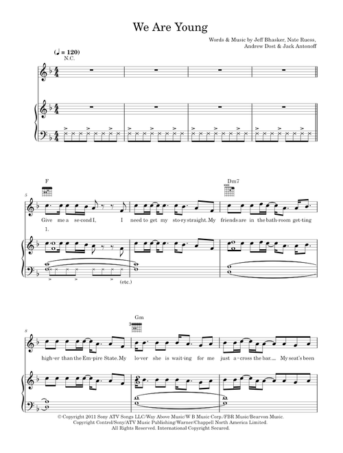 We Are Young - fun. (Piano-Vocal-Guitar (Piano Accompaniment))